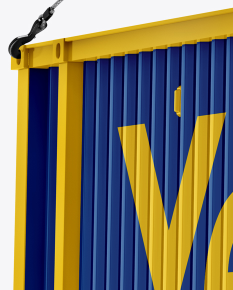 40F Shipping Container with Slings Mockup - Halfside View - Free