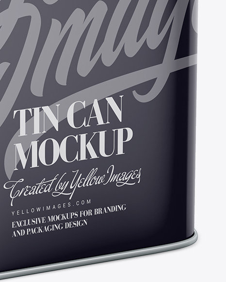 Glossy Tin Can Mockup - Half Side View