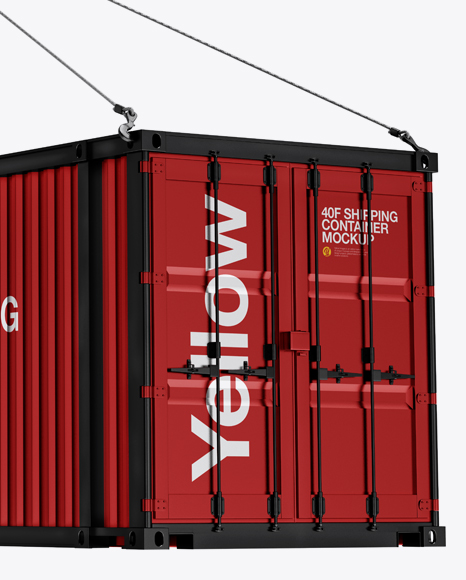 40F Shipping Container with Slings Mockup - Halfside View