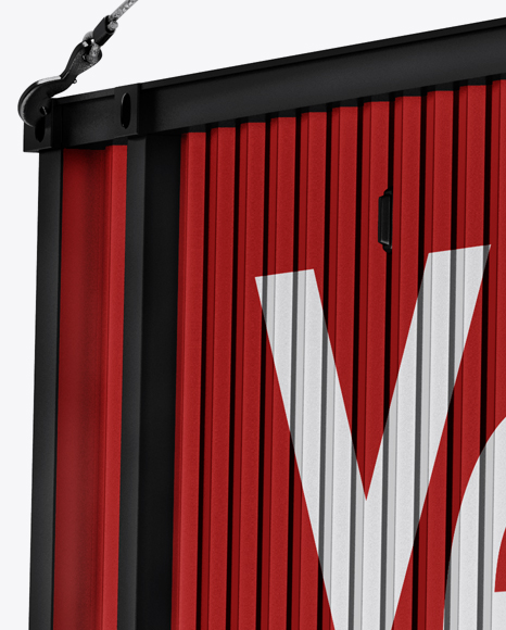 40F Shipping Container with Slings Mockup - Halfside View