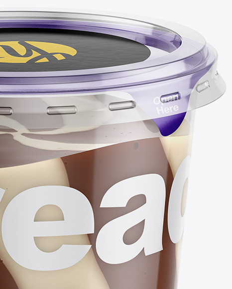 Clear Plastic Cup with Mixed Spread Mockup (High-Angle Shot)