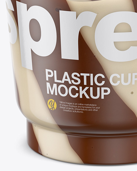 Clear Plastic Cup with Mixed Spread Mockup (High-Angle Shot)