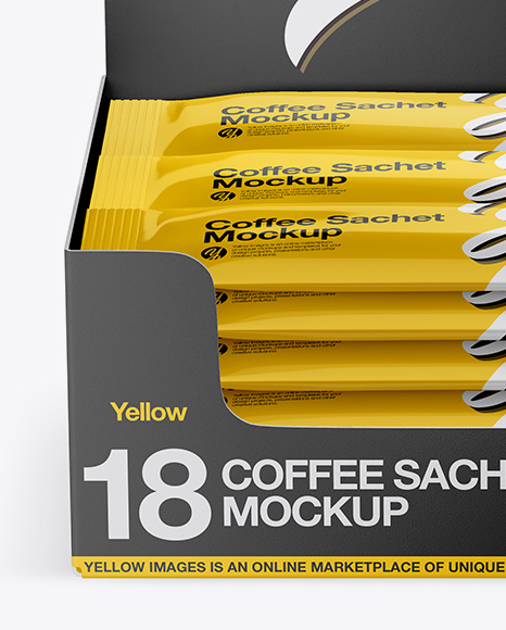 18 Coffee Sachets Mockup - Front View