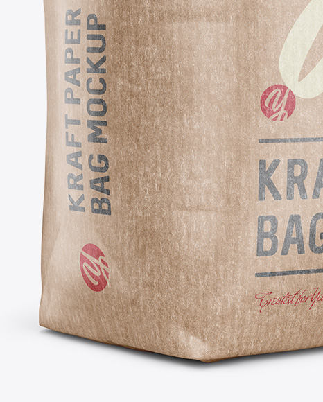 1 kg Kraft Paper Bag Mockup - Halfside View