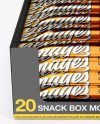 20 Metallic Snack Bars Box Mockup - Front View (High-Angle Shot)