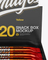 20 Metallic Snack Bars Box Mockup - Front View (High-Angle Shot)