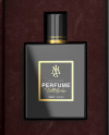 Glossy Gift Box With Perfume Bottle Mockup - Front View