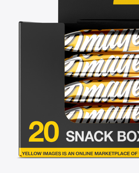 20 Metallic Snack Bars Box Mockup - Front View