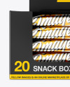 20 Metallic Snack Bars Box Mockup - Front View