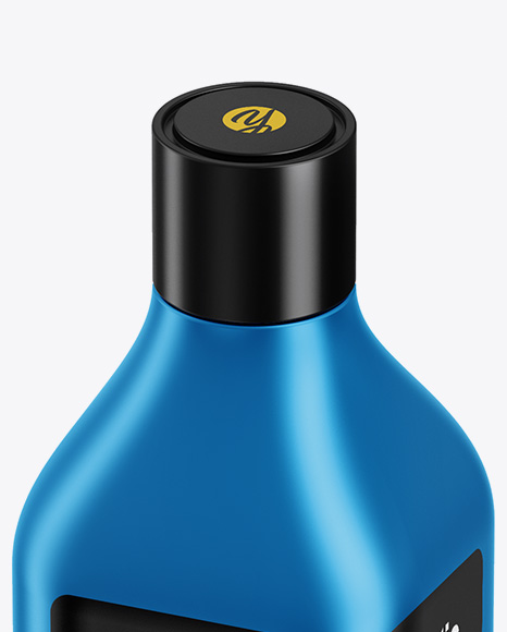 Metallic Square Bottle Mockup - Half Side View