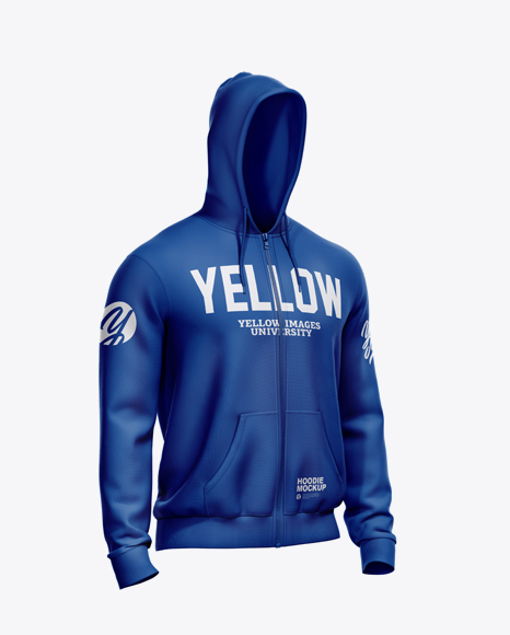 Men’s Full-Zip Hoodie Mockup - Half Side View