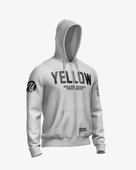 Melange Men’s Full-Zip Hoodie Mockup - Half Side View