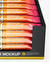 20 Glossy Snack Bars Box Mockup - Front View (High-Angle Shot)