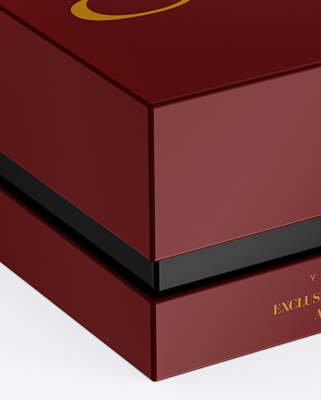 Glossy Box Mockup - Half Side View (High Angle Shot)