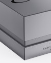 Matte Metallic Box Mockup - Half Side View (High Angle Shot)