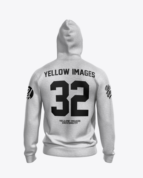 Melange Men’s Full-Zip Hoodie Mockup - Back View