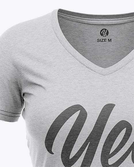 Women’s Heather Slim-Fit V-Neck T-Shirt Mockup - Front View