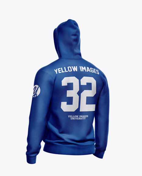 Men’s Full-Zip Hoodie Mockup - Back Half Side View