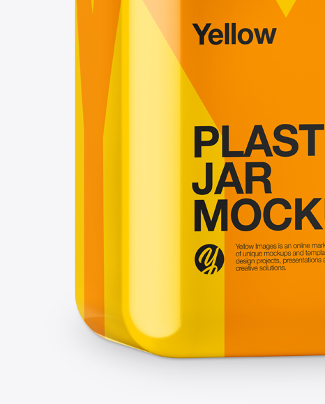 Plastic Jar in Glossy Shrink Sleeve Mockup - Half Side View