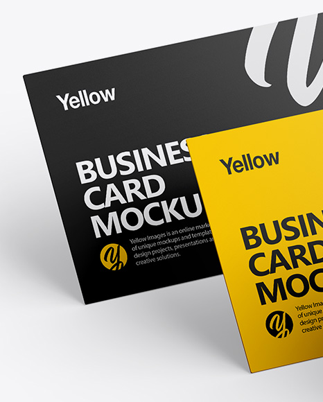 Three Business Cards Mockup - Half Side View