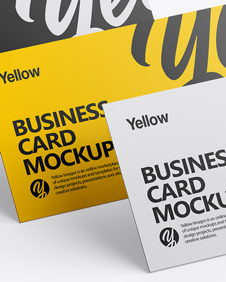 Three Business Cards Mockup - Half Side View