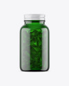 Green Glass Fish Oil Bottle Mockup