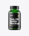 Green Glass Fish Oil Bottle Mockup
