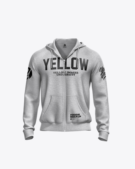 Melange Men’s Full-Zip Hoodie Mockup - Front View