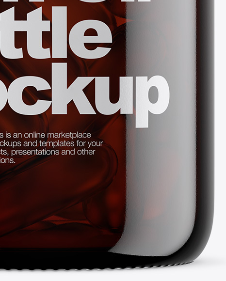 Dark Amber Glass Fish Oil Bottle Mockup