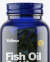 Dark Blue Glass Fish Oil Bottle Mockup