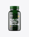 Dark Green Glass Fish Oil Bottle Mockup