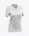 Women`s V-Neck T-Shirt Mockup - Front Half Side View