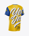 Men's T-Shirt With V-Neck Mockup - Back Half Side View