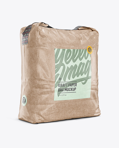 5 kg Kraft Paper Bag Mockup - Halfside View