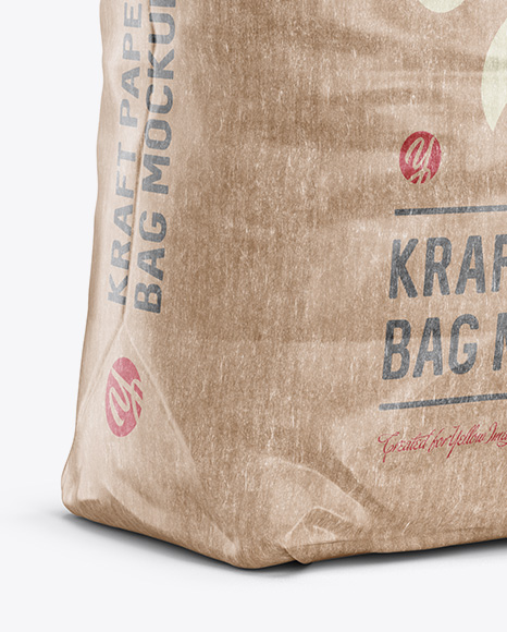 5 kg Kraft Paper Bag Mockup - Halfside View