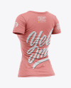 Women’s Heather Slim-Fit V-Neck T-Shirt Mockup - Back Half-Side View