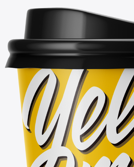 Glossy Paper Coffee Cup Mockup - Front View