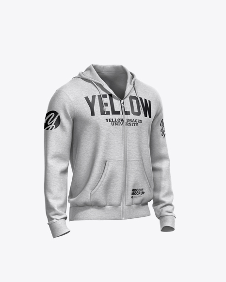 Melange Men’s Full-Zip Hoodie Mockup - Half Side View