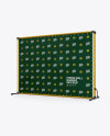 Press Wall Banner with Metallic Frame Mockup - Halfside View