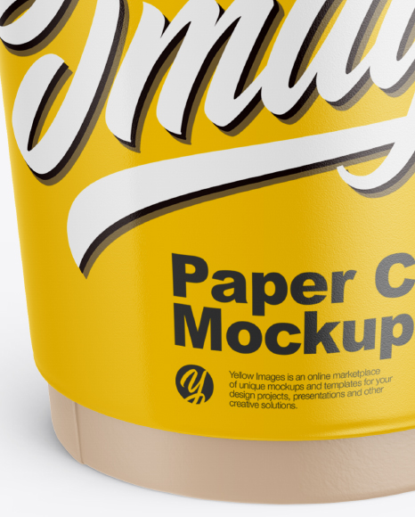 Glossy Paper Coffee Cup Mockup - Front View (High-Angle Shot)