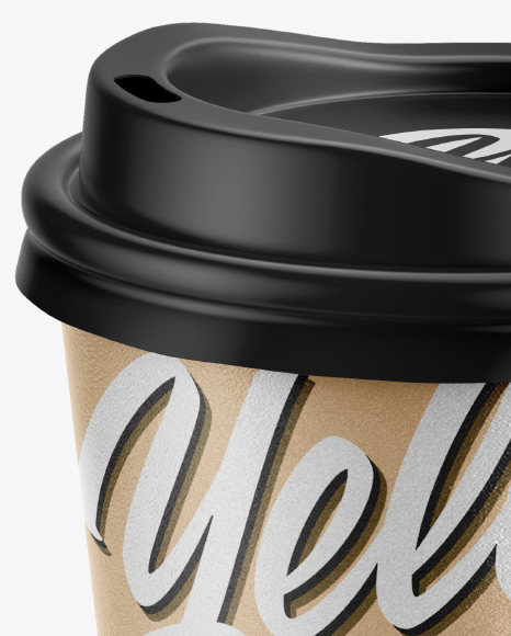 Kraft Coffee Cup Mockup - Front View (High-Angle Shot)