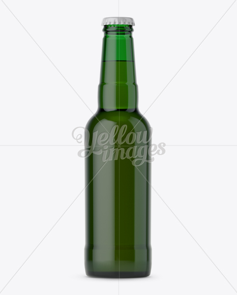 330ml Green Glass Beer Bottle Mockup