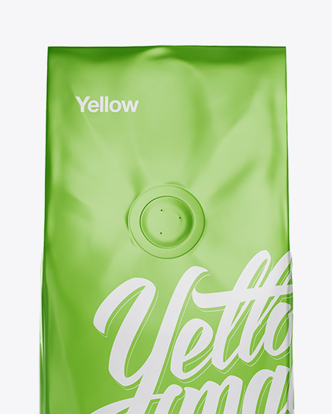 250g Matte Metallic Coffee Bag With Valve Mockup - Front View