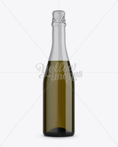 Antique Green Champagne Bottle Mockup - Front View - Free Download