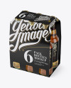 White Paper 6 Pack Beer Bottle Carrier Mockup - Halfside View (High-Angle Shot)