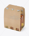 Kraft Paper 6 Pack Beer Bottle Carrier Mockup - Halfside View (High-Angle Shot)