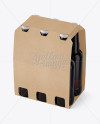 Kraft Paper 6 Pack Amber Bottle Carrier Mockup - Halfside View (High-Angle Shot)