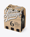 Kraft Paper 6 Pack Amber Bottle Carrier Mockup - Halfside View (High-Angle Shot)