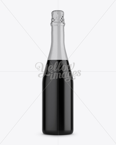 Black Matte Champagne Bottle HQ Mockup - Front View - Free Download