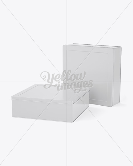 Two Tin Boxes Mockup - Halfside View